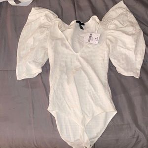 White V-neck bodysuit